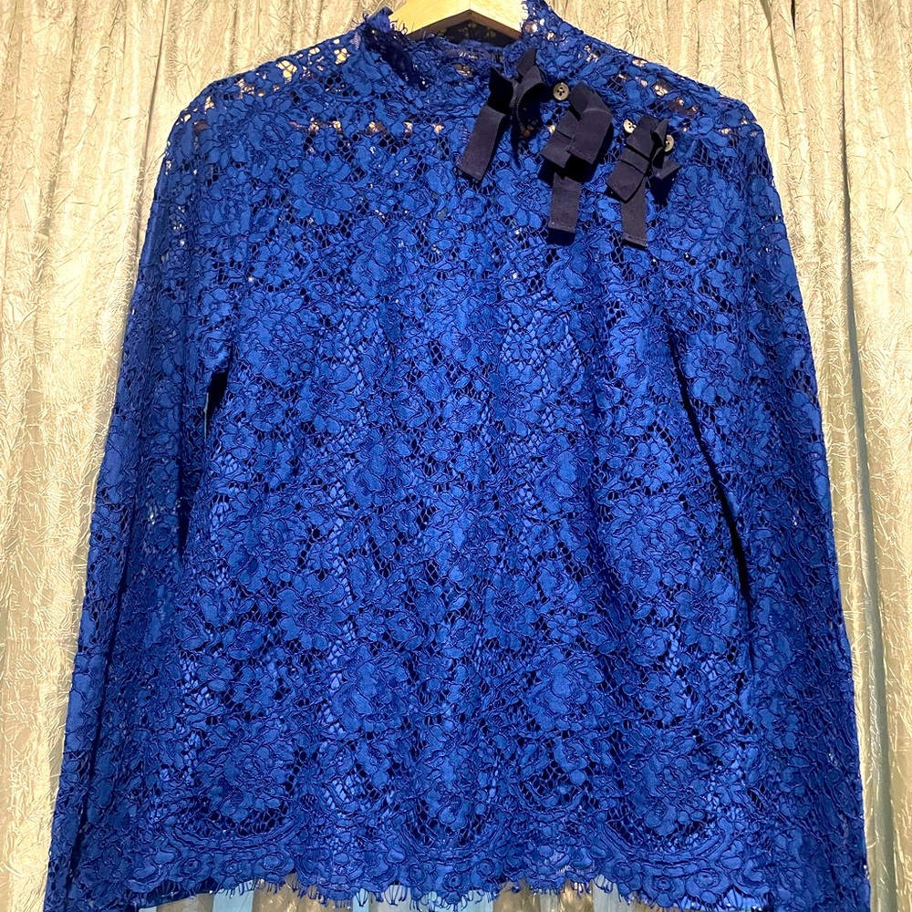 JCrew Blue Lace Blouse